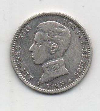 ALFONSO XIII DEL AÑO 1905* 5 SMV DE 1 PESETA